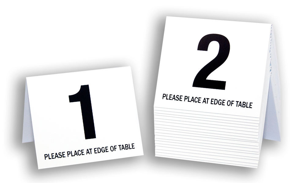 Table Numbers 1-20, Tent Style, White w/Black number, Free shipping