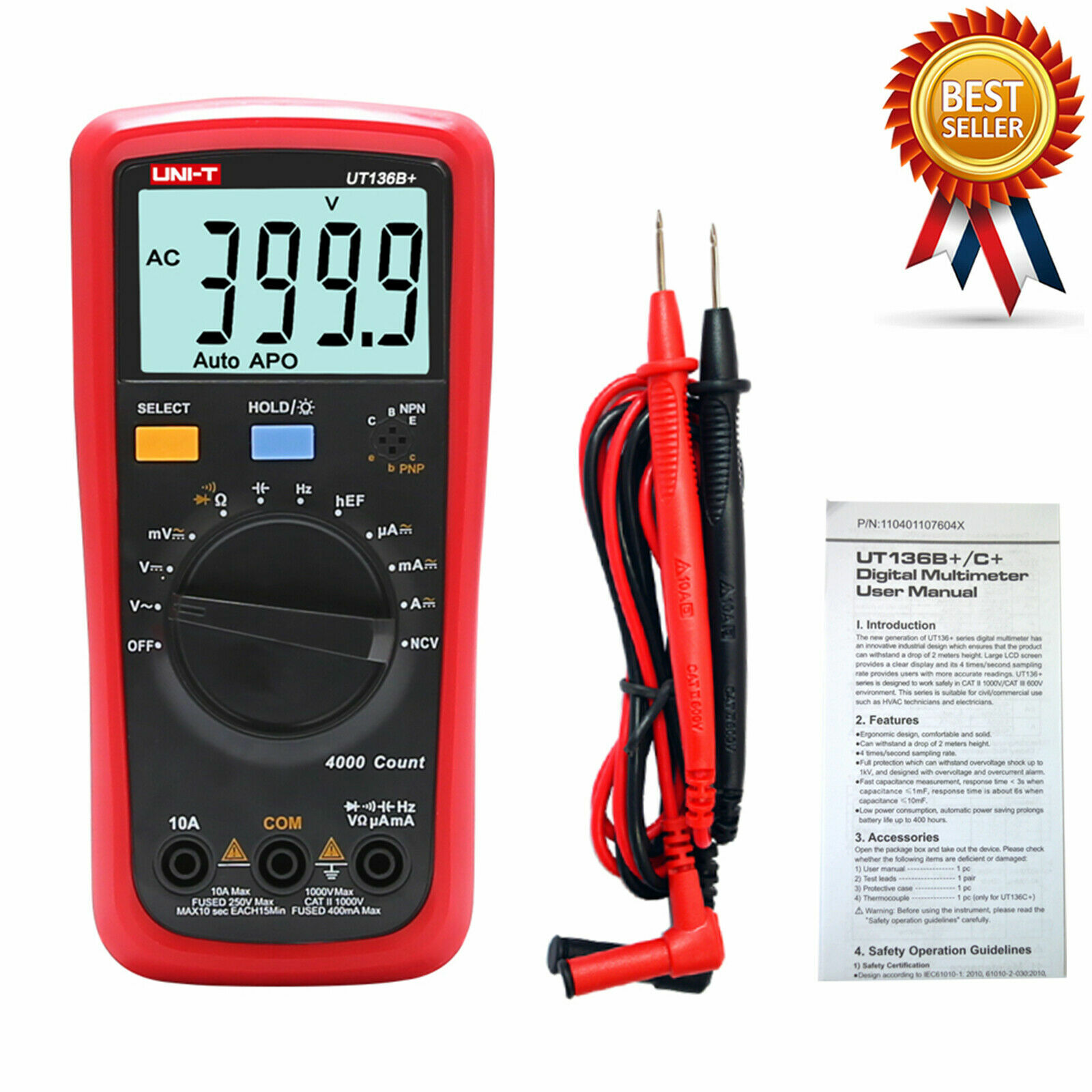 UNI-T UT136B+ Long Battery Life Digital Multimeter NCV Tester