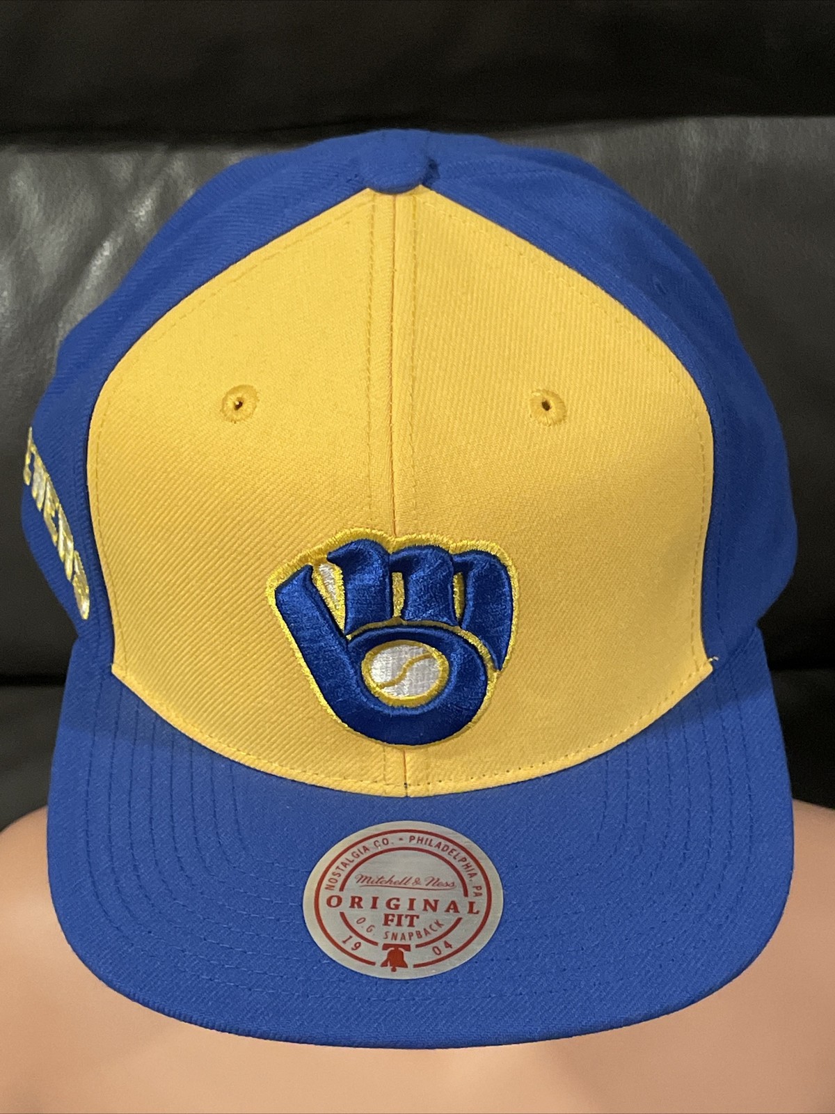 NWT Milwaukee Brewers MLB Snapback Hat LOGO Mitchell & Ness Baseball Throwback