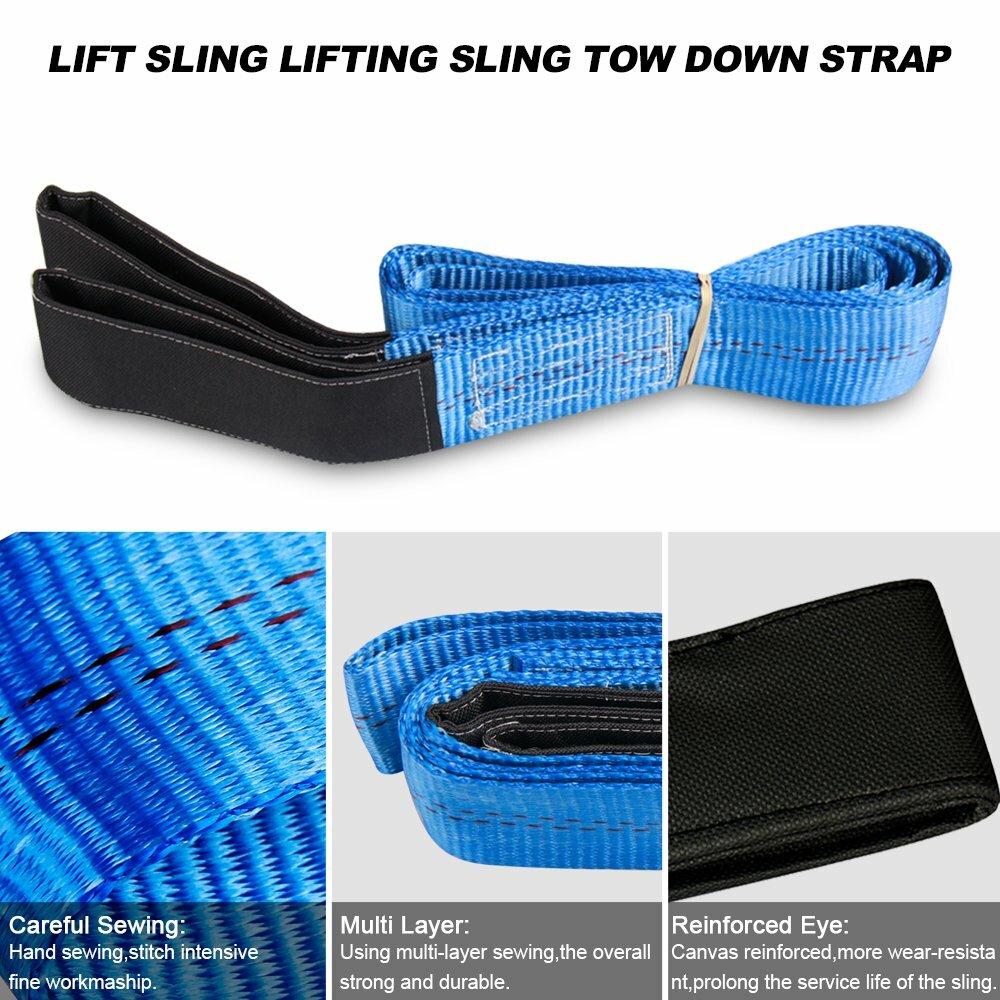 2x Heavy Duty 6' x 2" Nylon Flat Lifting Sling Strap Eye & Eye Polyester Webbing