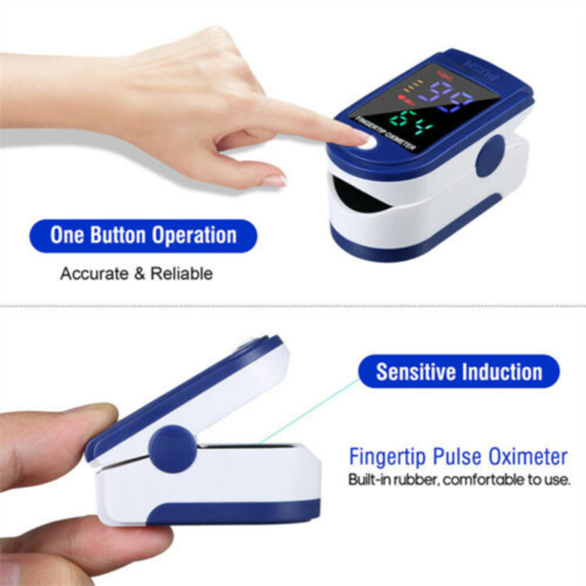 Finger Tip Pulse Oximeter Blood Oxygen Sensor tester SpO2 Heart Rate Monitor LED