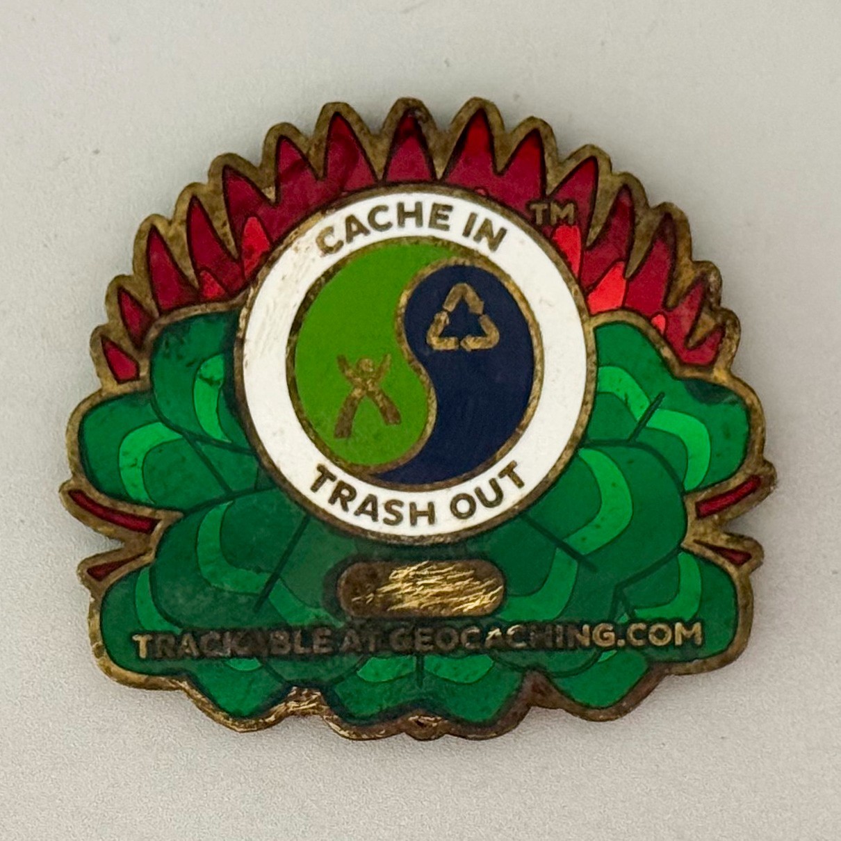 Bee Floral Cache In Trash Out Geocaching Challenge Coin J#27