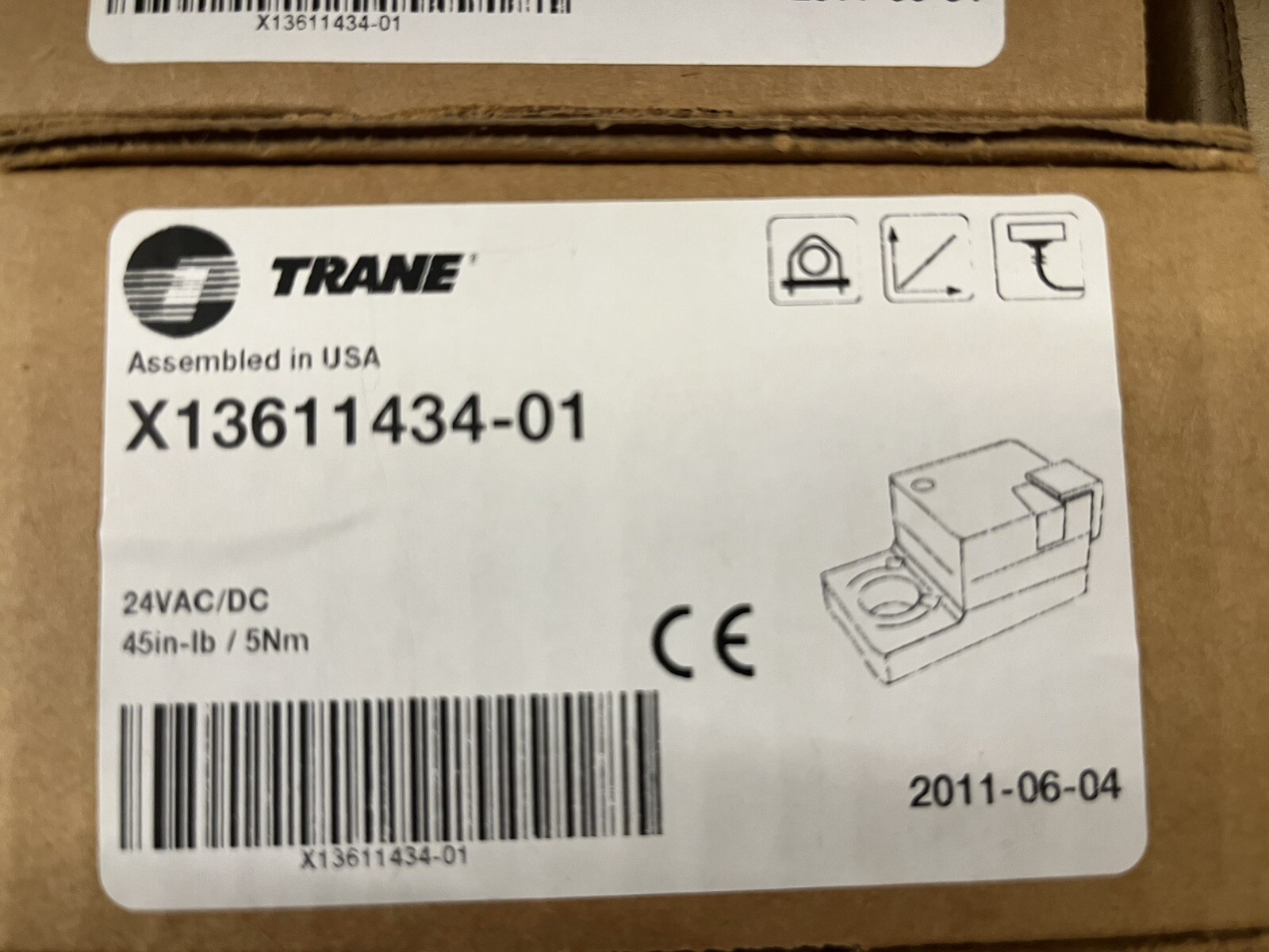 TRANE - X13611434-01 - DAMPER & VALVE ACTUATOR - 24VAC/DC 45lb Non-Spring Return