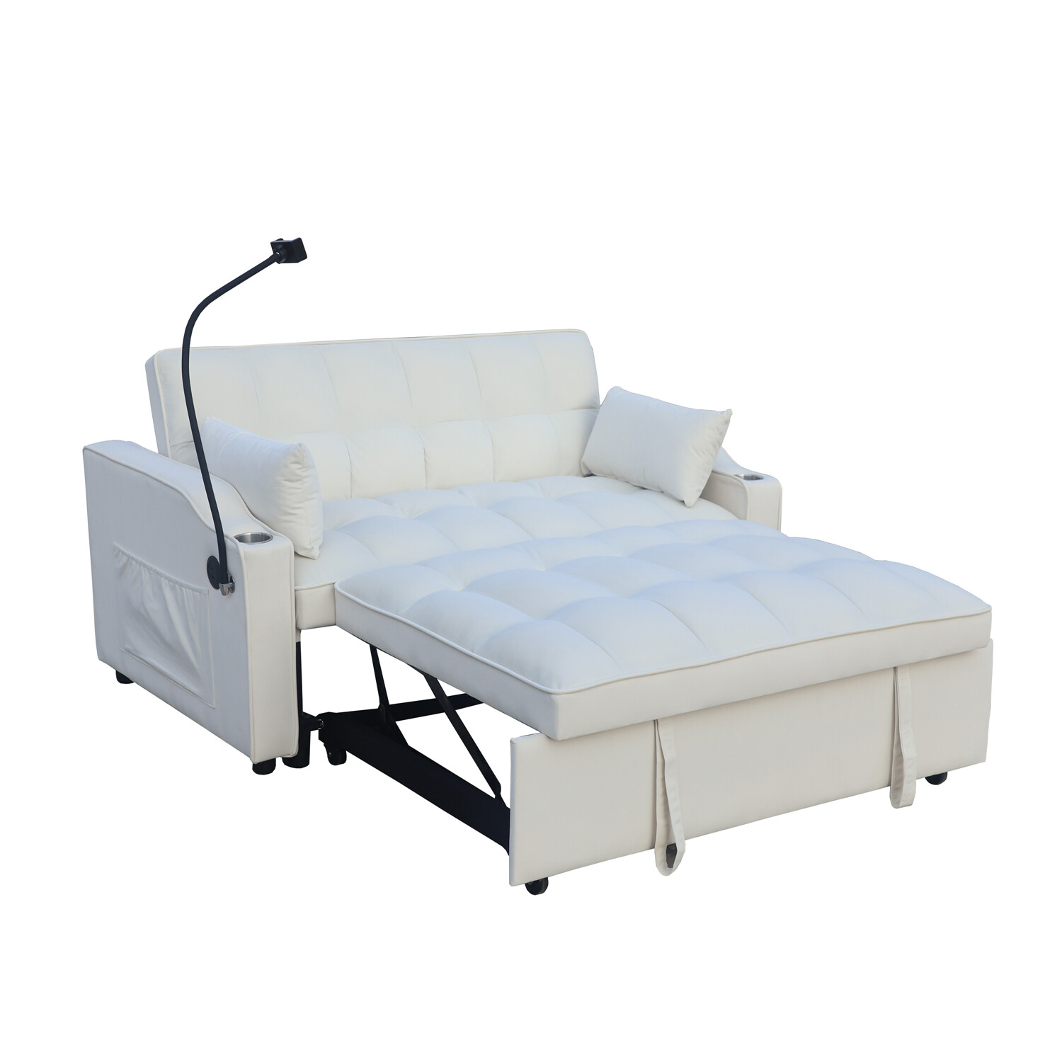 Convertible Sleeper Sofa Bed Loveseat Sofa 2-Seater Couch w/ Pull-Out Bed