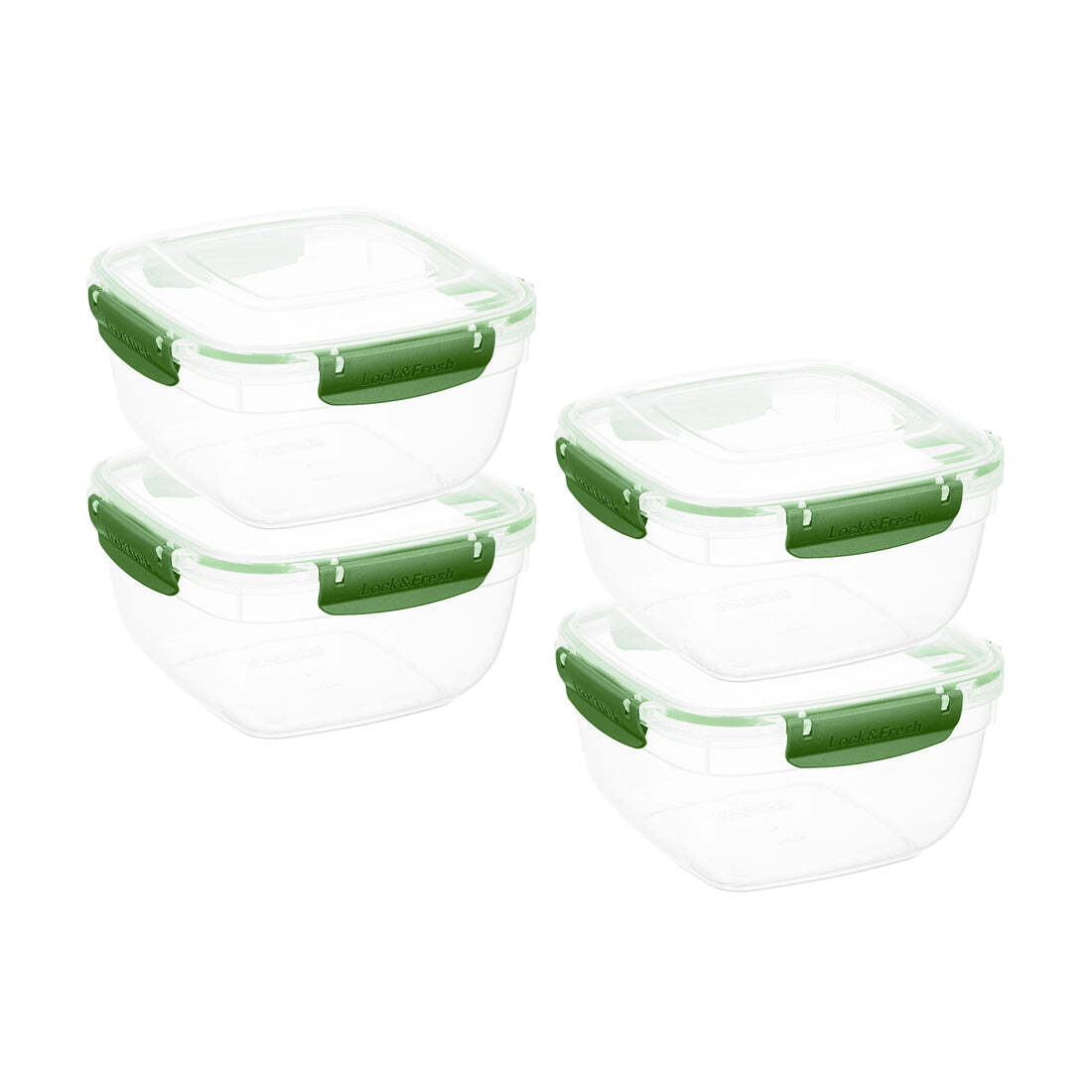 Superio Plastic Food Storage Containers, Airtight Lids, 13 oz., Green, 4 pack