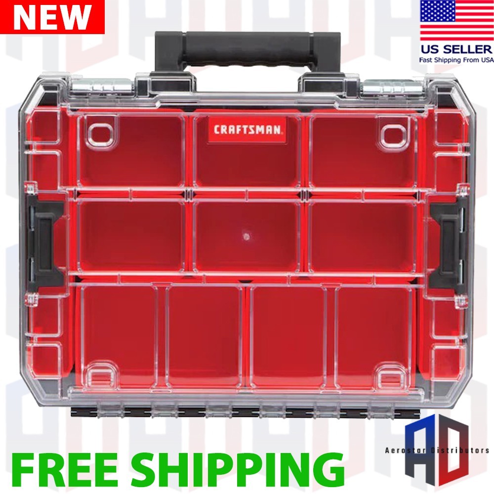 CRAFTSMAN VERSASTACK System 10-Compartment Plastic Small Parts Organizer Red NEW
