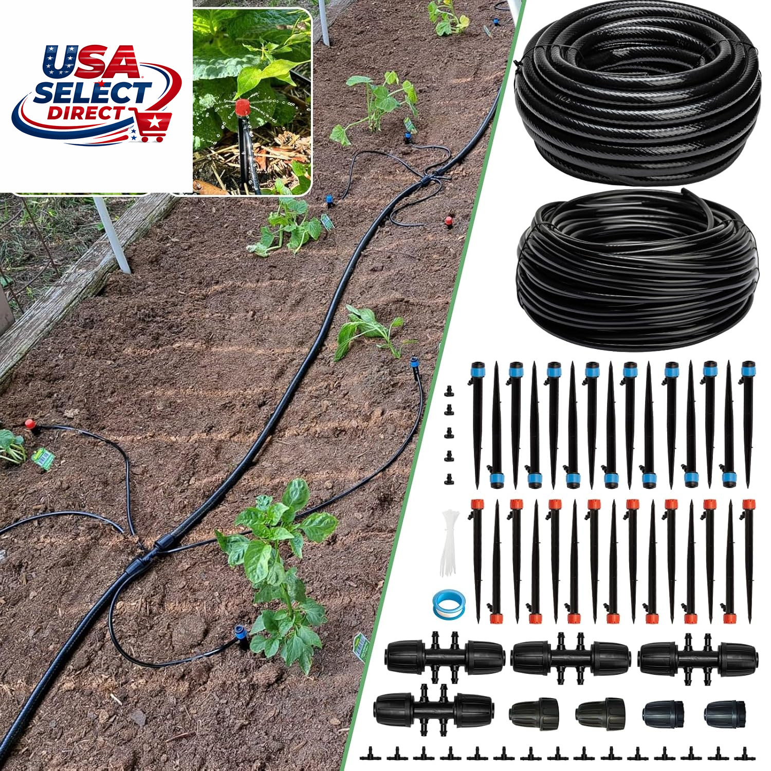 240FT Drip Irrigation System Kit for Garden, Greenhouse, Lawn