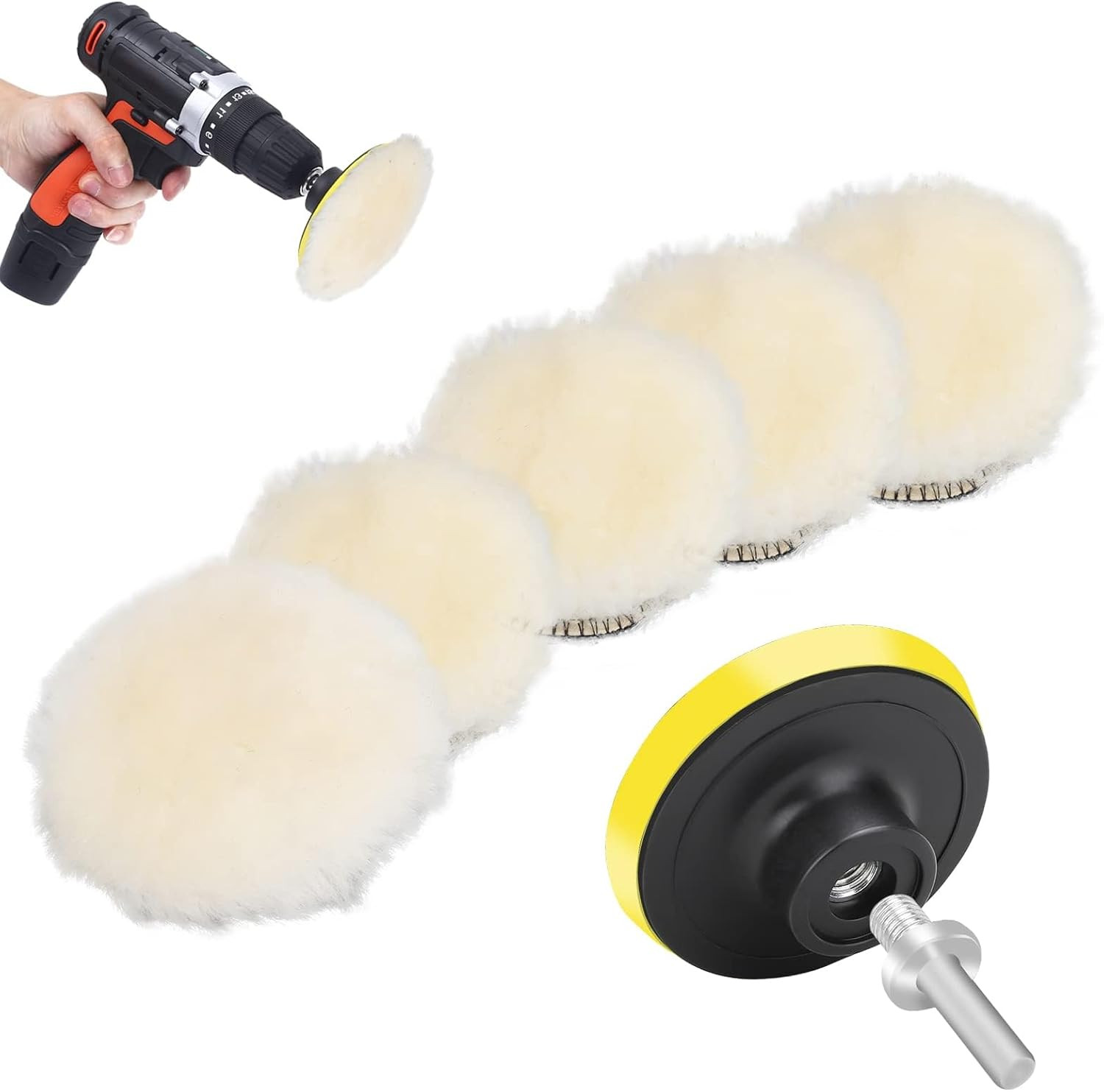 Linkstyle 7PCS 3In Wool Polishing Buffing Pad, with Hook and Loop Back, for Dril