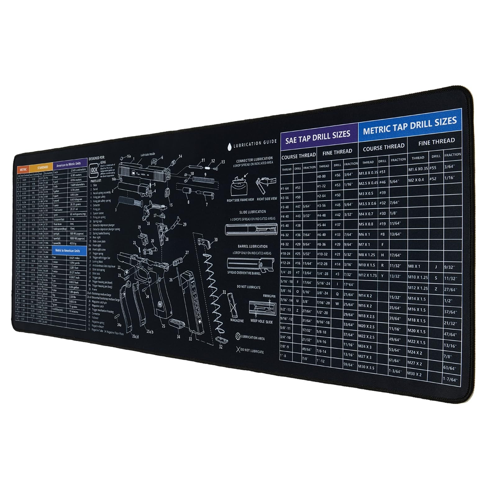 YPELUDRE 35x12 Inches Gun Cleaning Mat, Large Mat for Glock Black