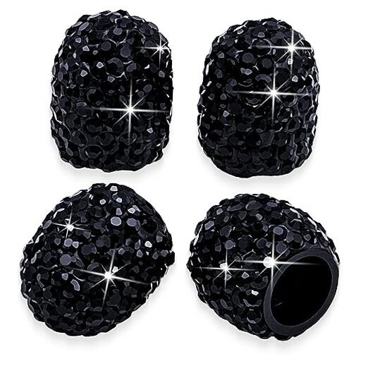 4PCS Bling Crystal Diamond Tire Stem Valve Caps, Dustproof Car 4 pcs Black