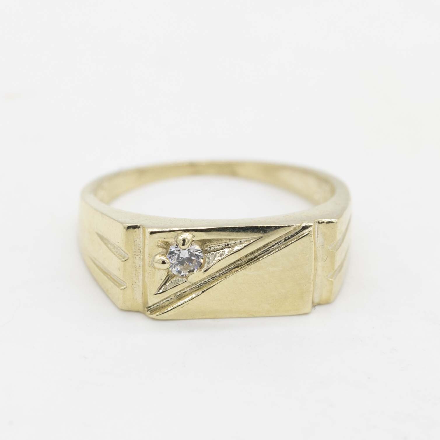 Kids Shiny Rectangle Ring Real 10K Yellow Gold All Sizes