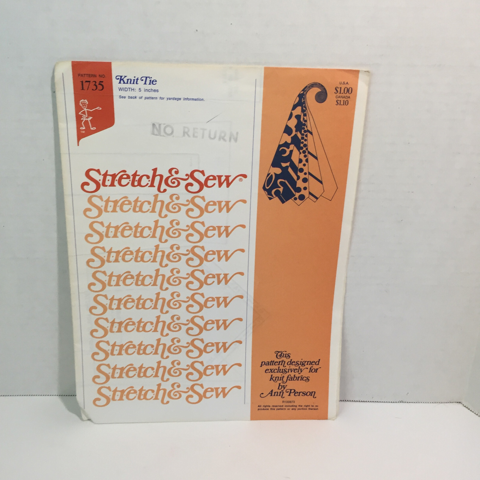 Stretch & Sew #1735 Knit Tie 5" wide