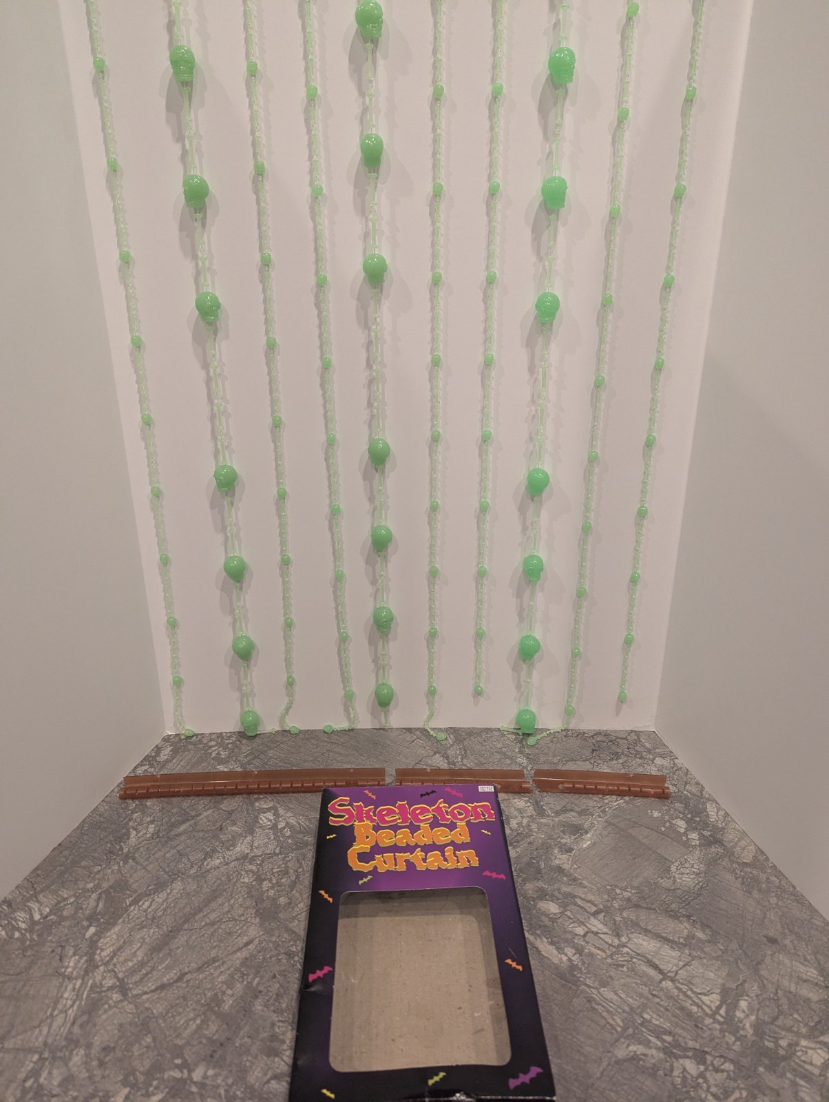 Vintage Skeleton Beaded Curtain, Glow In The Dark, Spencers 6.5ft Long 2ft Wide