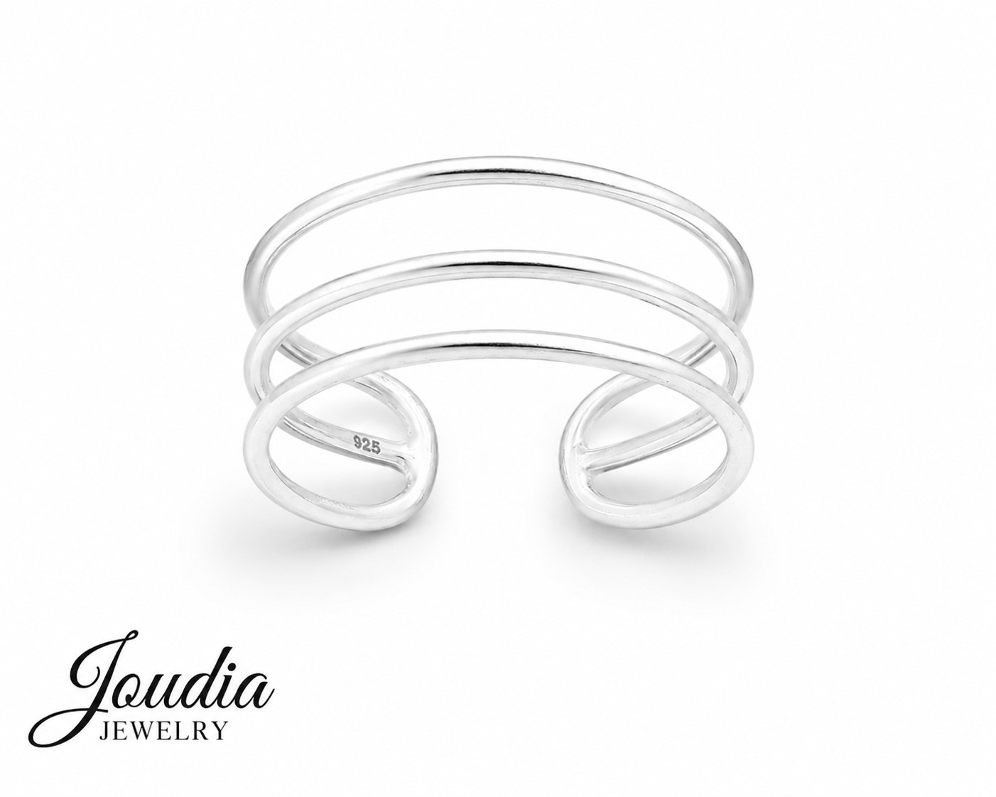 925 Sterling Silver Triple Band Toe Ring Layered Spiral Adjustable Jewelry