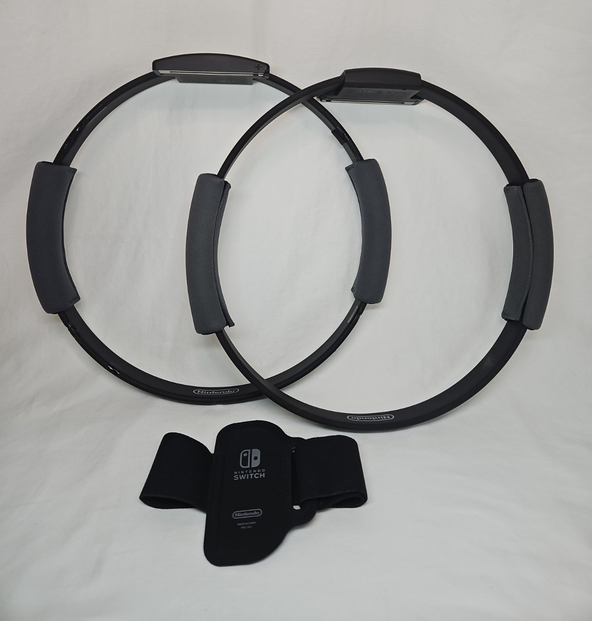 2 Nintendo HAC-023 Ring-Con & 1 Leg Strap for  Switch Black/Gray