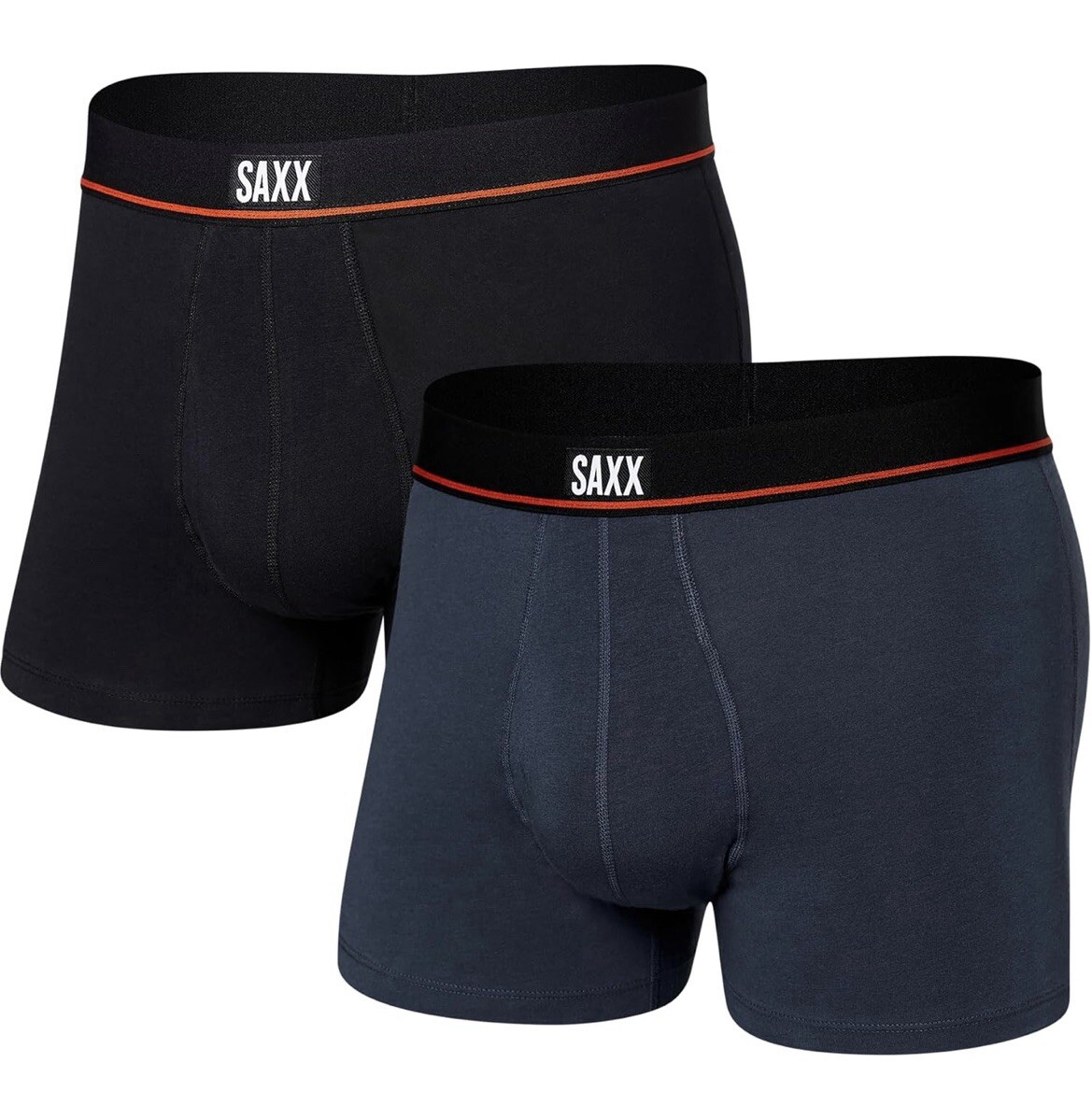 SAXX Men's Non-Stop Stretch Cotton Trunk Fly Boxers Relaxed Fit 2-Pack, Large