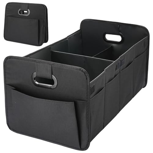 Foldable Car Trunk Organizer - 63L Collapsible Multi-Compartment Storage Black
