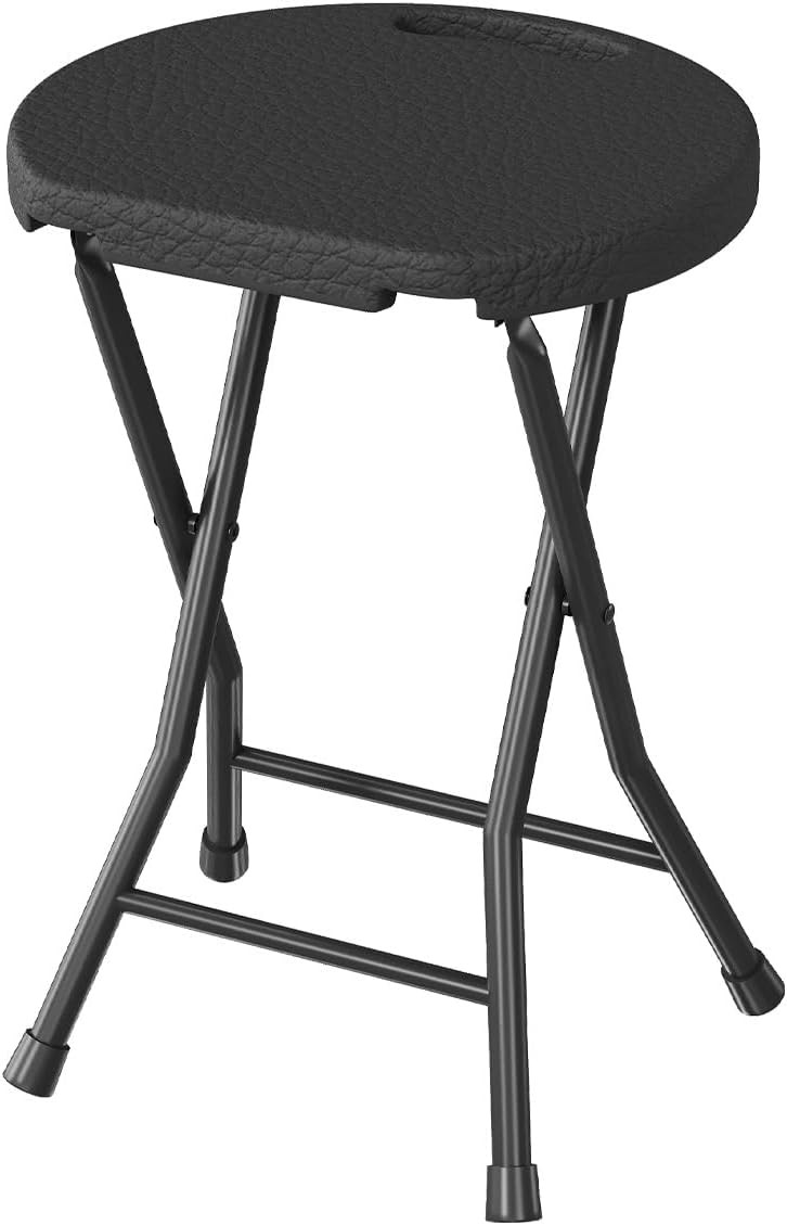 Garvee Folding Stool Chair with Handle, 18 Inch Portable Round Foldable Stool