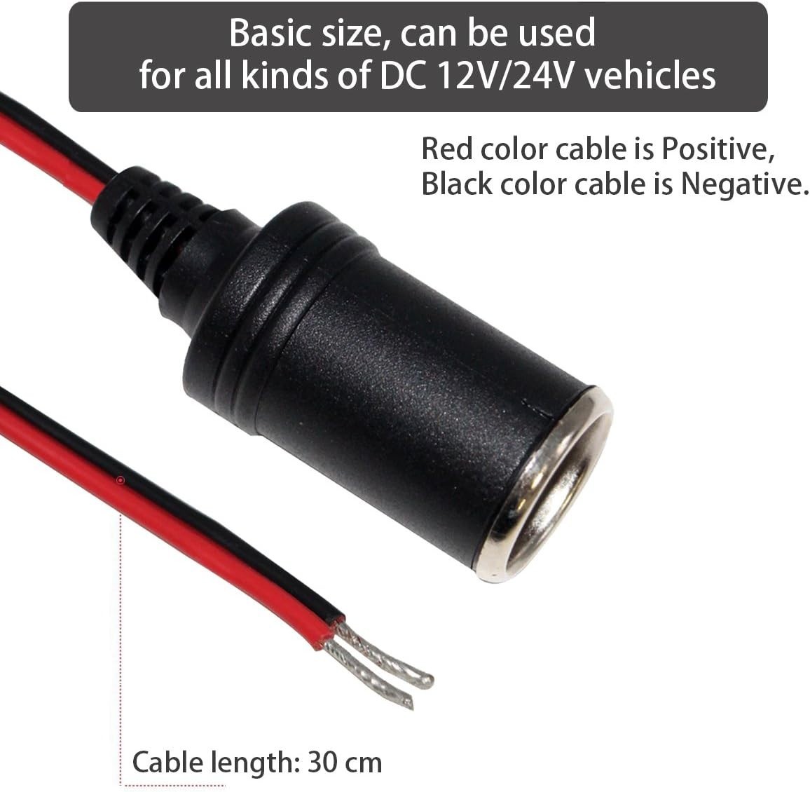 12V 1FT Female Cigarette Lighter Extension Socket Cable - Durable & Easy Install