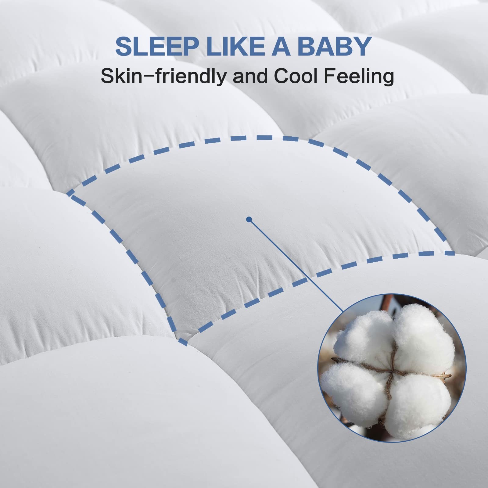 COHOME Twin Size Mattress Topper Extra Thick Cooling Twin, White - Classic