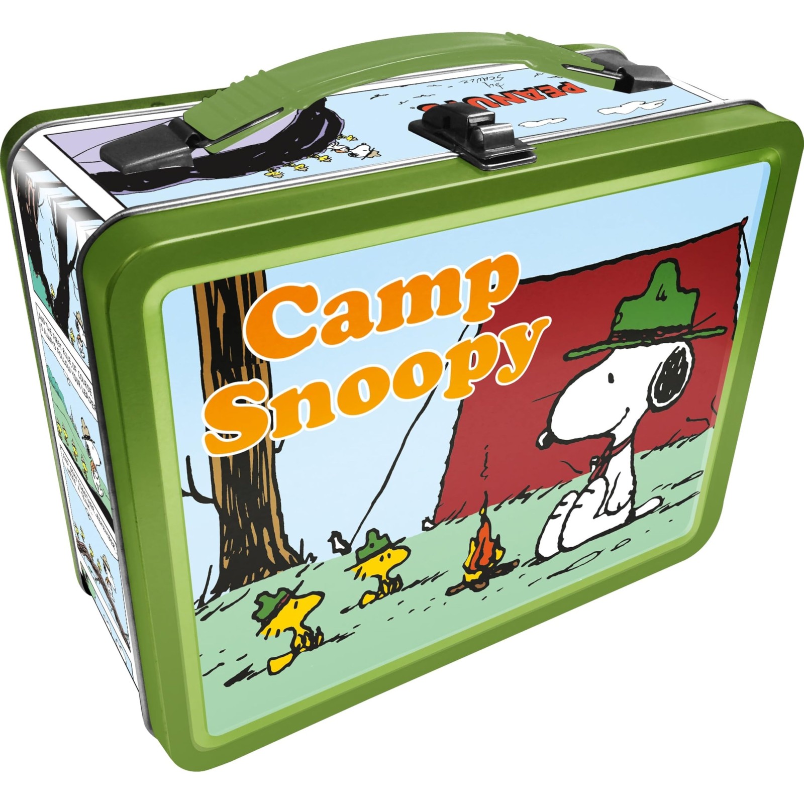 AQUARIUS Snoopy Beagle Scouts Fun Box Sturdy Tin Storage Box Plastic Handle