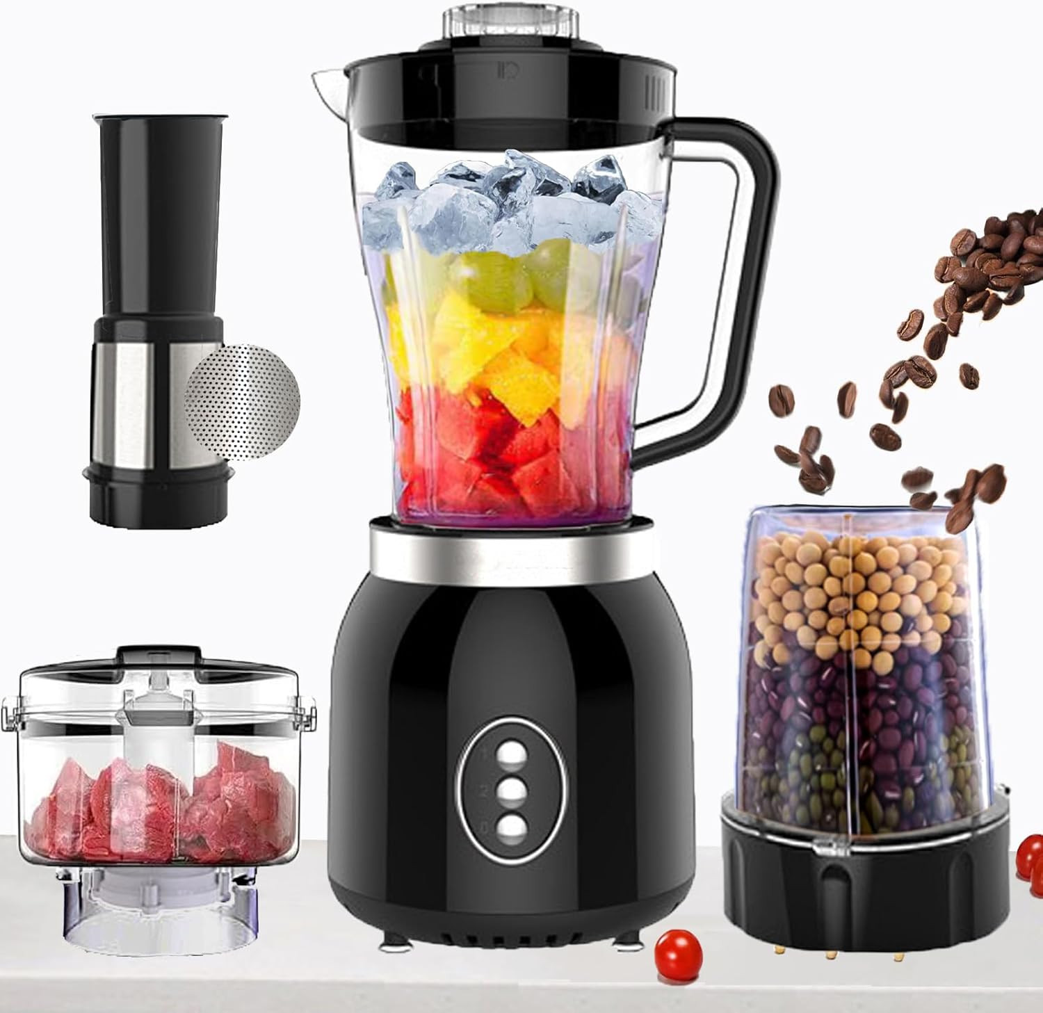 Grinder Blender and Food Processor for Kitchen, 4 Functions for Shakes and Sm...