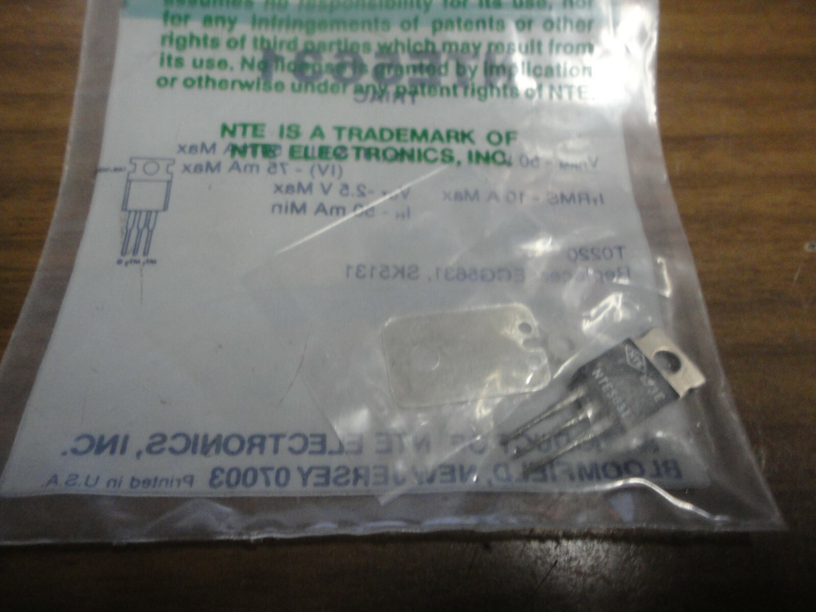 NTE5631 TRIAC 50V 10A .