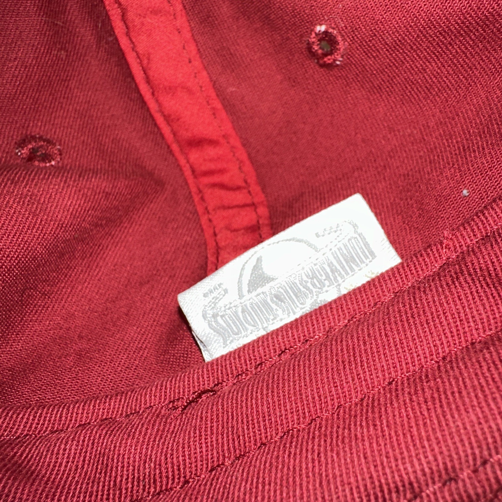 Universal Studios Maroon w White Script Hat Cap Dotted Under Bill Hook and Loop