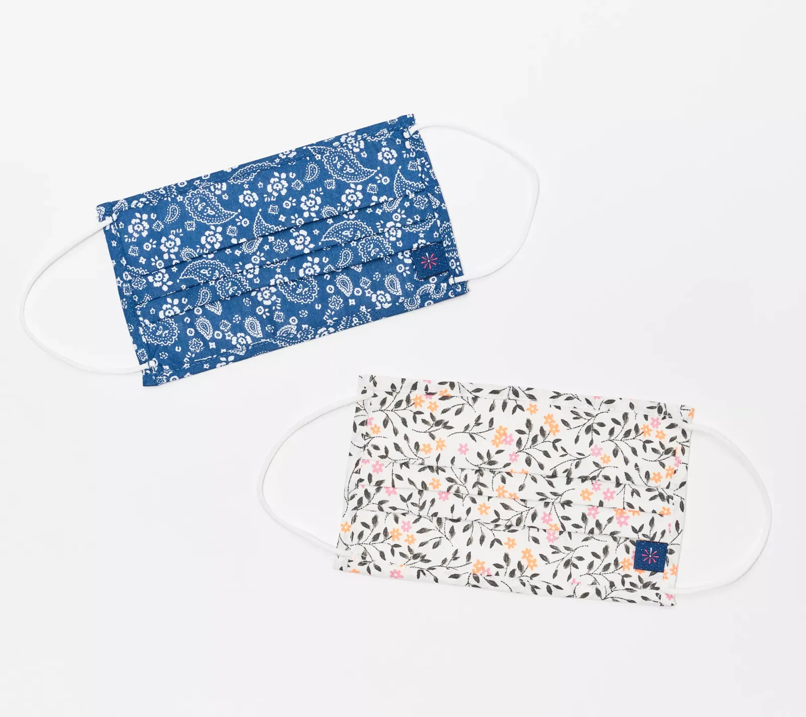 Isaac Mizrahi Women's Set of 2 Printed Cloth Face Coverings Paisley/Floral