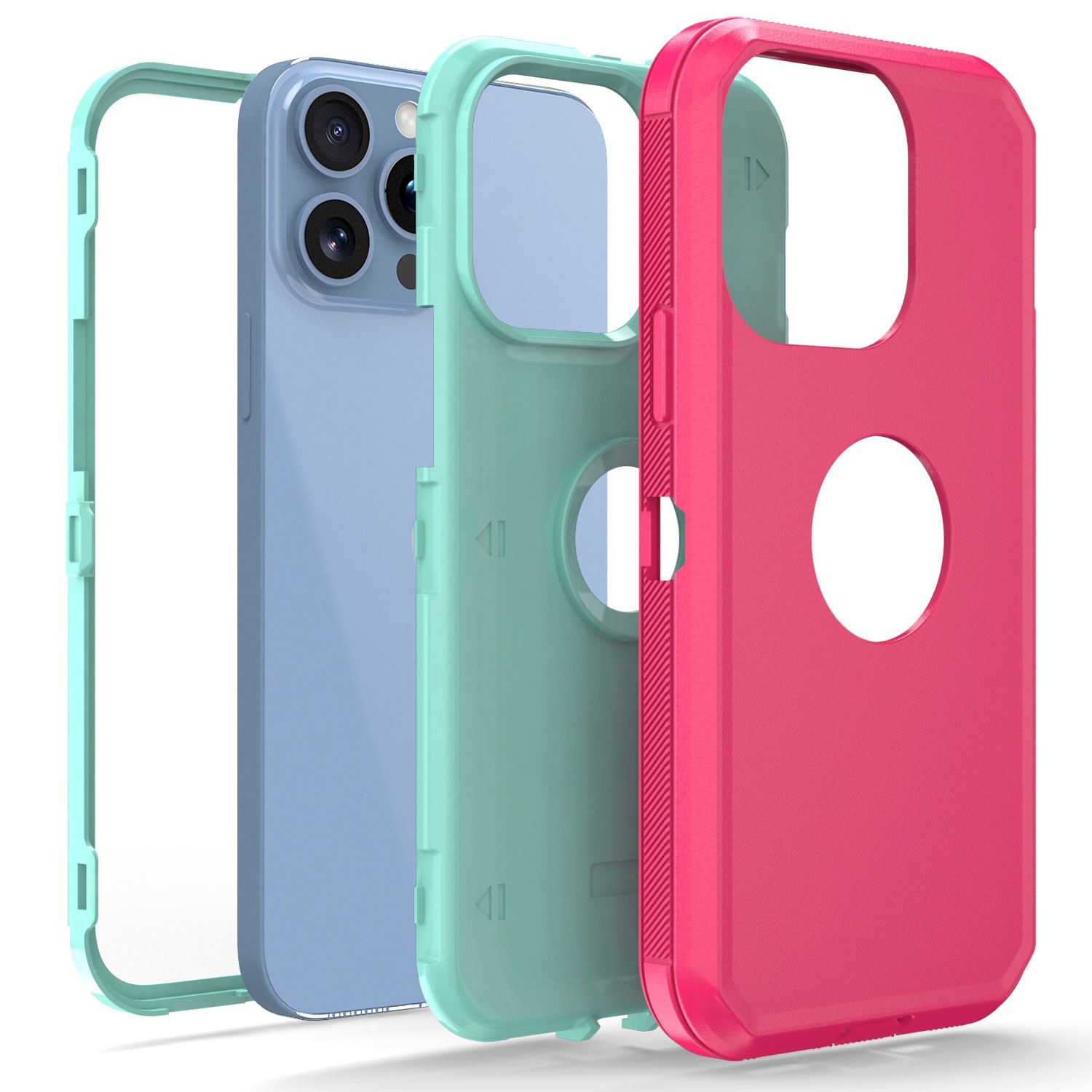 For iPhone 13 Rugged Shockproof Case Hard Soft Protective Cover / Tempered Glass