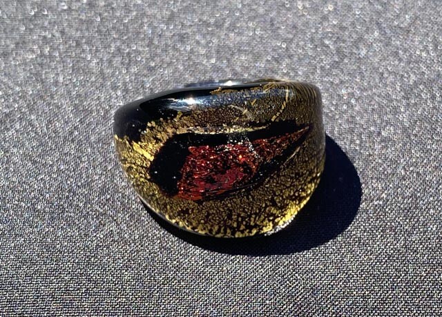24K gold leaf Dichroic Murano glass BUBBLE RING Mothers Day Gift Birthday Unique