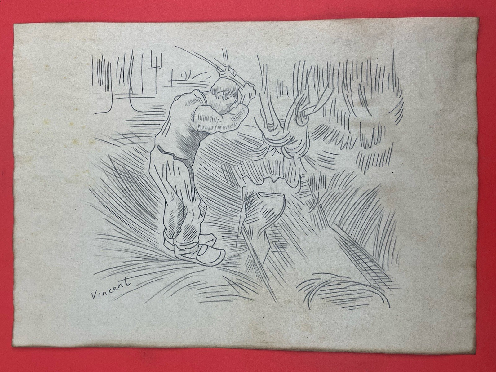 Vincent van Gogh (Handmade) Drawing Charcoal on paper signed & stamped