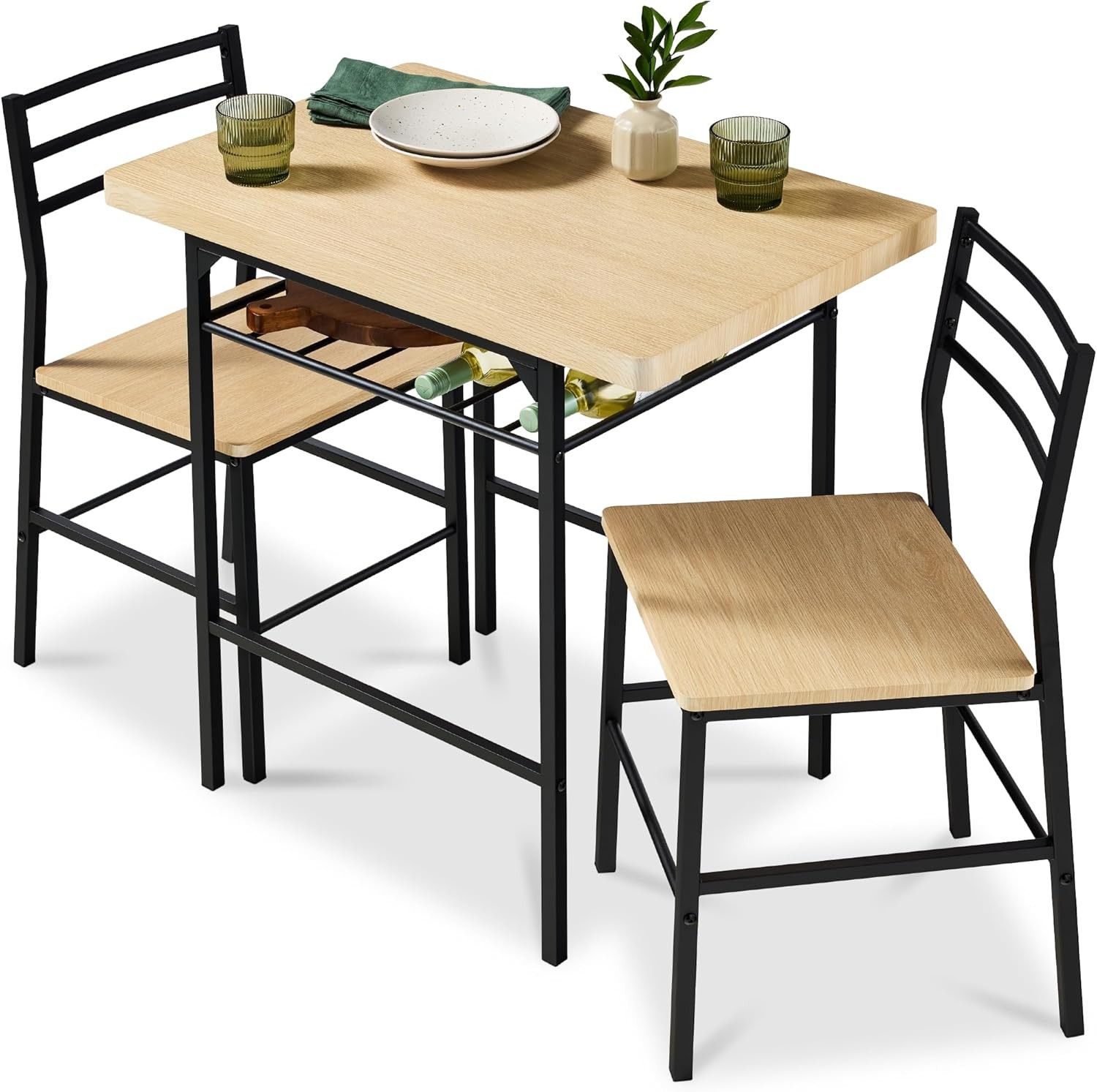 Choice Products 3-Piece Modern Dining Set, Space Saving Dinette for Kitchen,