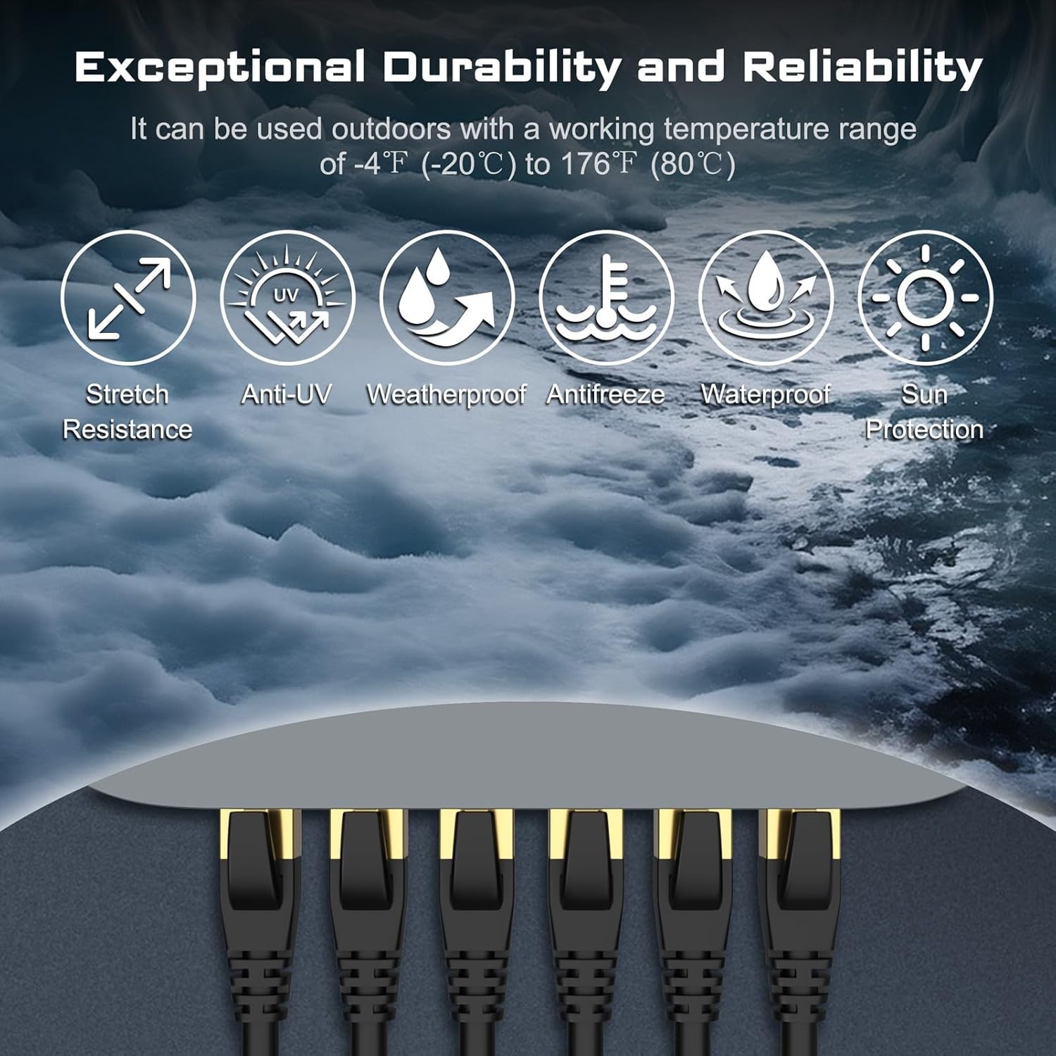 Reliable 6FT Cat8 Ethernet Cable - 40Gbps, Weatherproof, for Gaming & Streaming