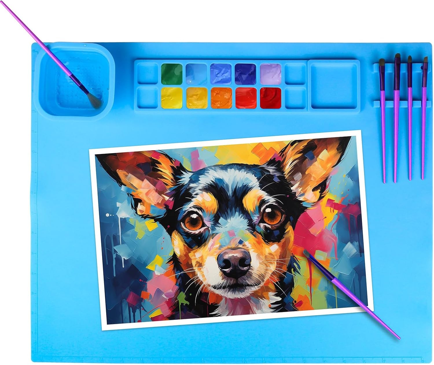 Blue Silicone Craft Mat 20x16 Resin Paint Table Protector Palette Brush Cup Pad