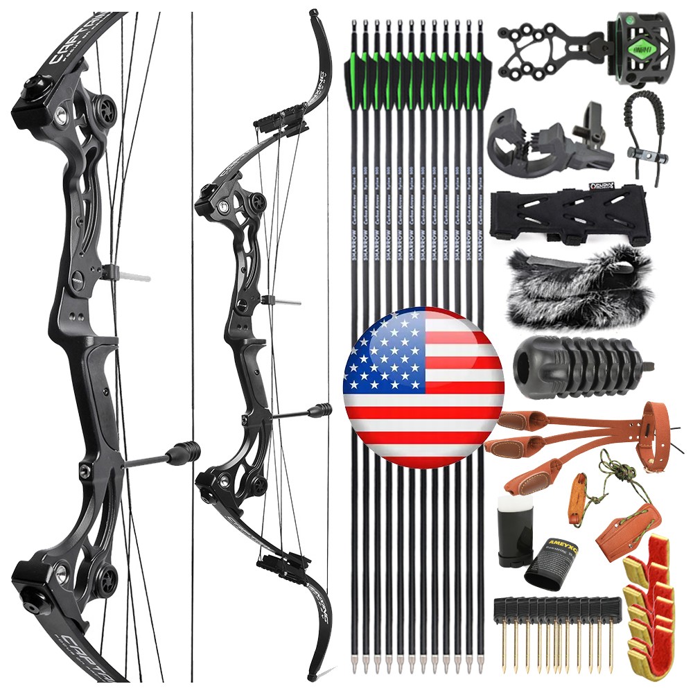 40-55lbs Recurve Bow Kit Hunting Fishing 320FPS Archery Adult Target Shooting
