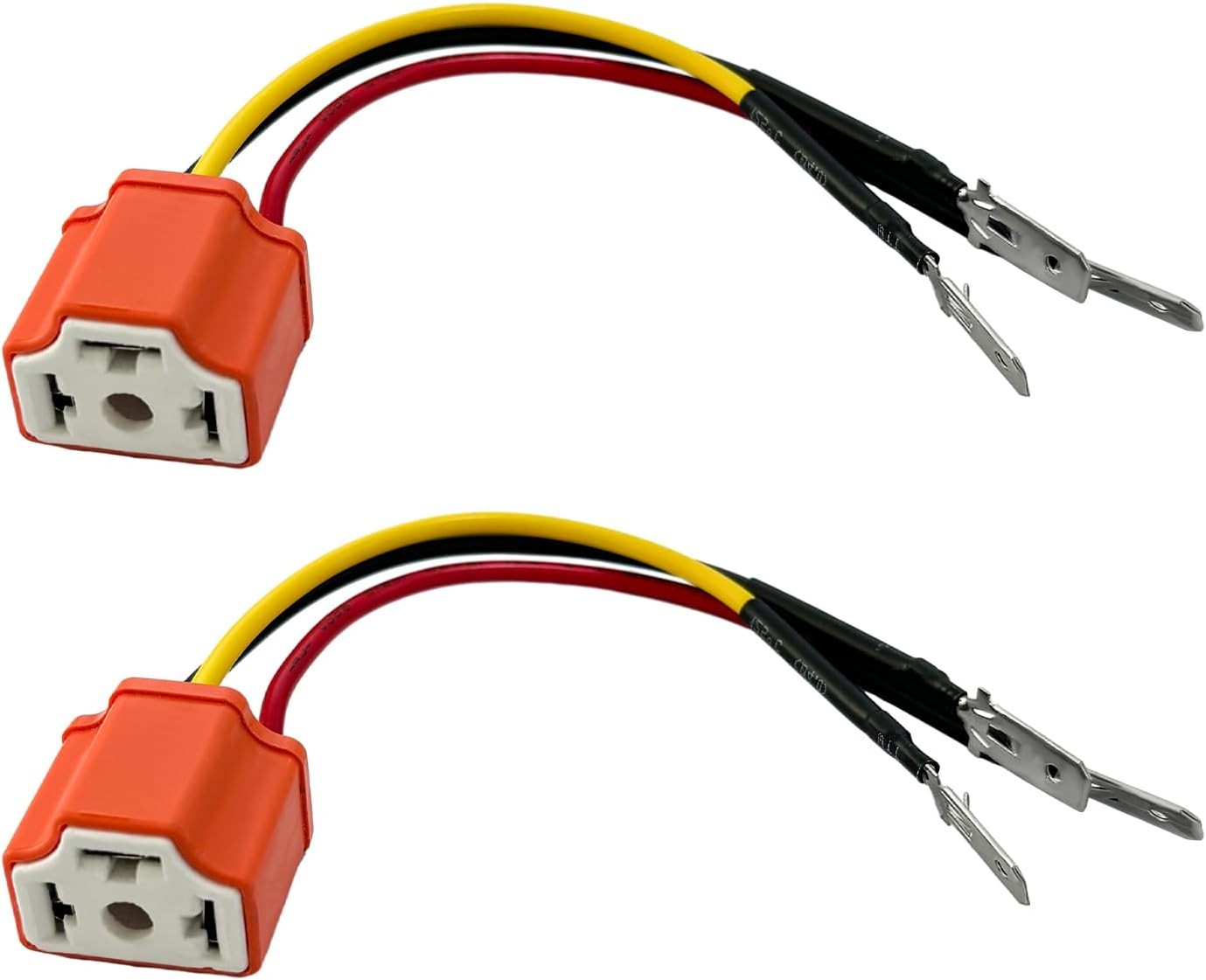 2PCS Ceramic H4 9003 HB2 Wiring Harness Headlight Socket, Pigtail Socket Female