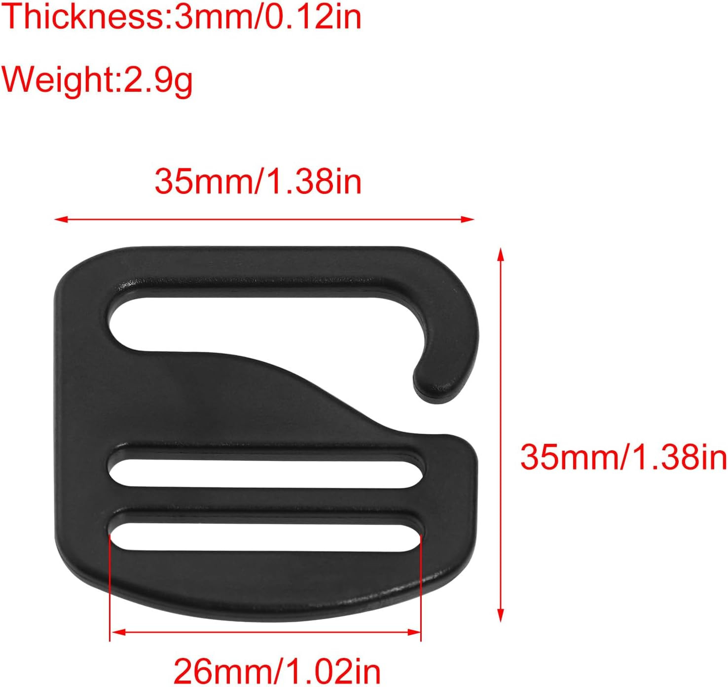 G Hook 12PCS 26Mm / 1Inch Black G-Hook Wave Buckles Backpack Strap Belt Hardware