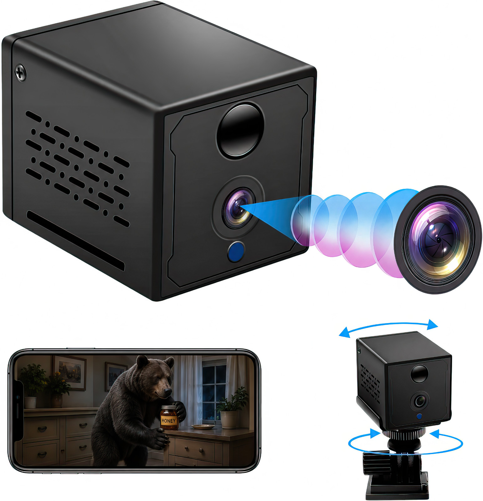 mini WiFi Camera 4K HD Wireless Cam Night Vision Home Security Indoor PIR Motion