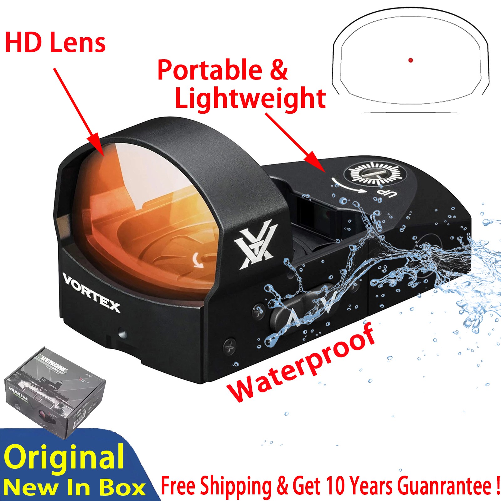 New Original Vortex Venom-Mini Micro Reflex Red Dot Sight-3 MOA Black (VMD-3103)