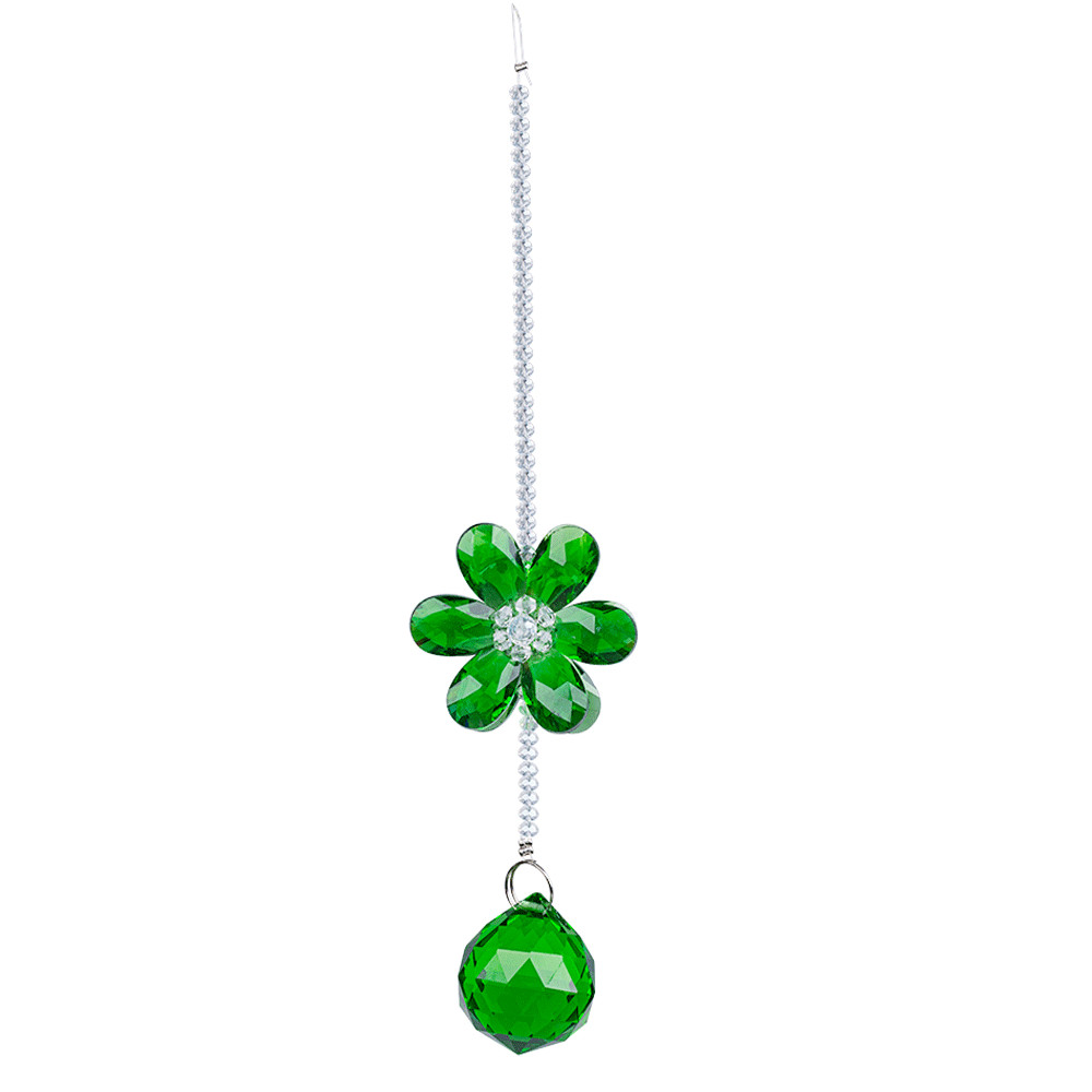 Crystal Flower Suncatcher Window Hanging Green Ball Prism Pendant Home Decor