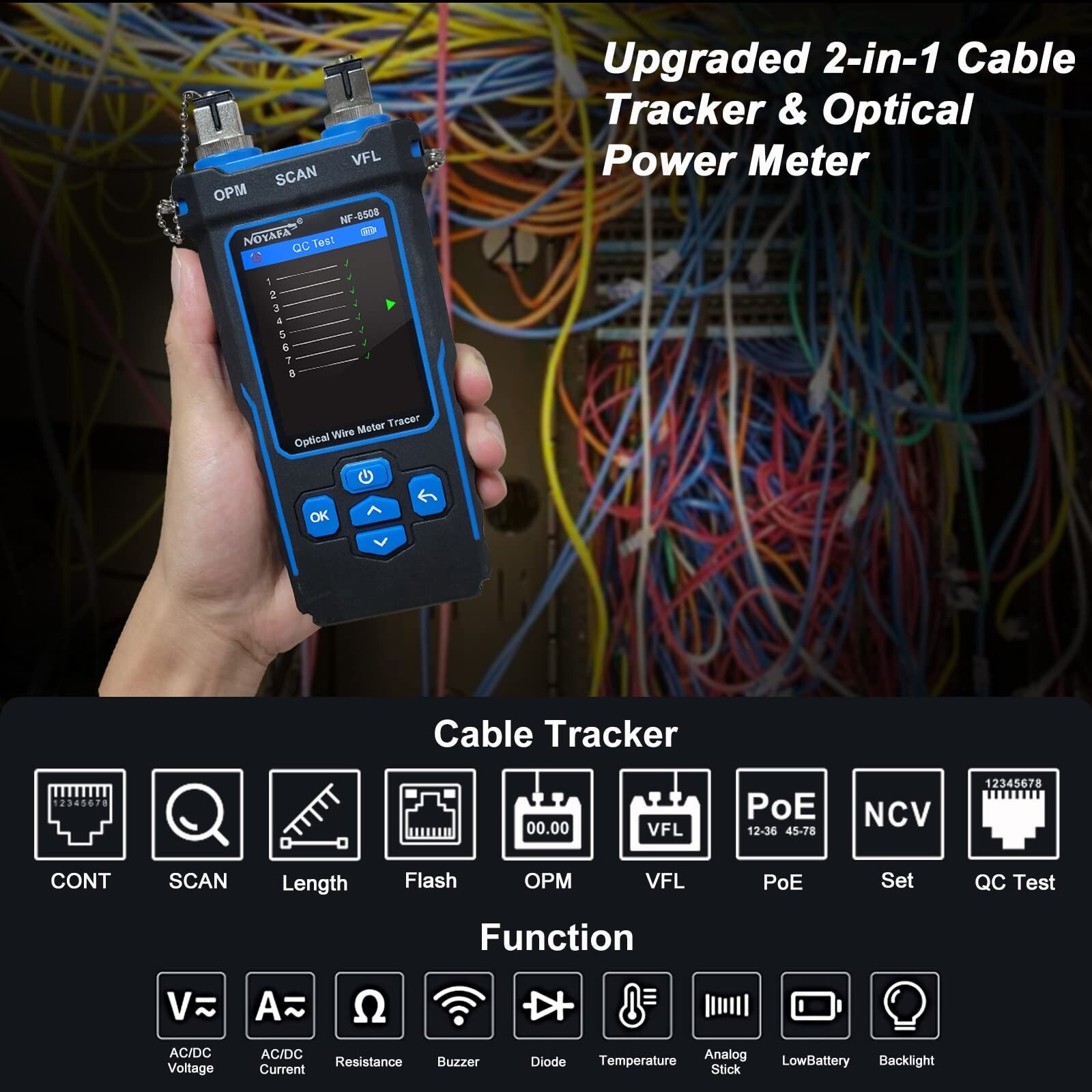 NF-8508 Network Cable Tester ,Power Meter Tester LAN Optical Meter Cable Tracker
