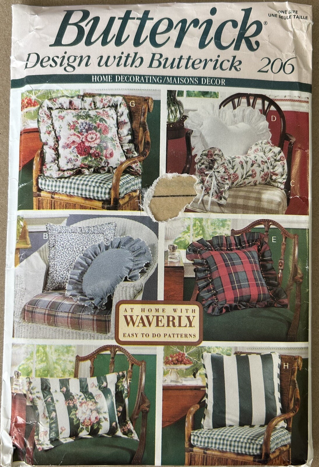 Butterick Pattern 206 Pillow Home Decor Easy Waverly 8 Styles Ruffles