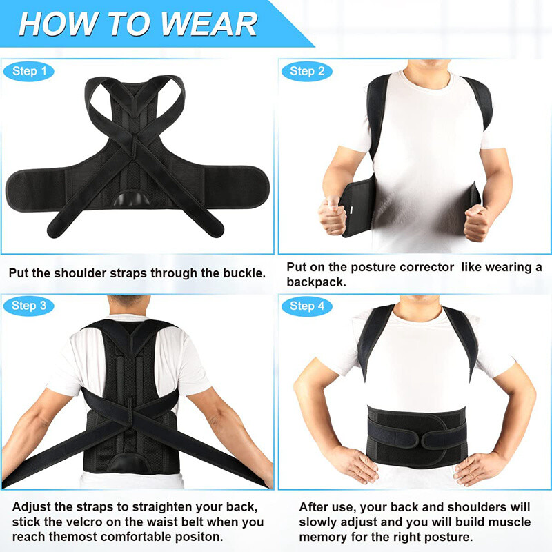 Adjustable Posture Corrector Low Back Support Shoulder Brace Belt for Men Women