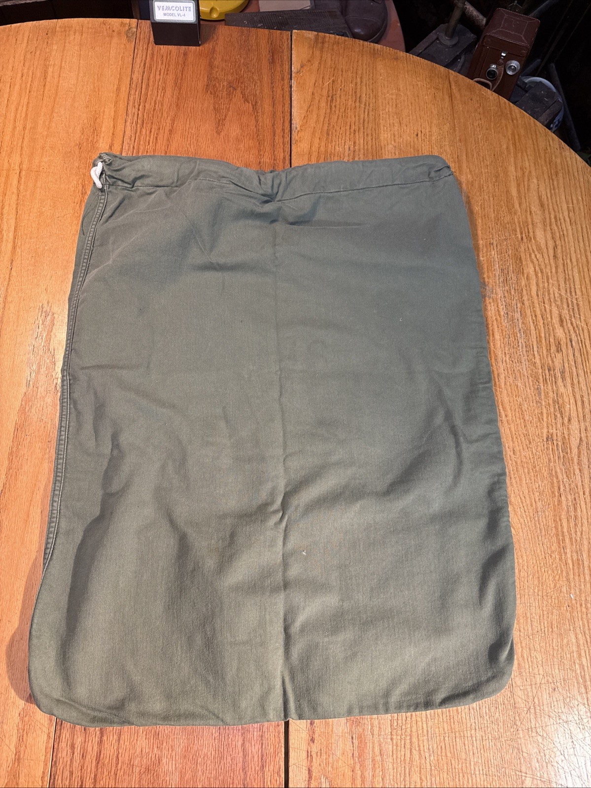 VTG US ARMY Cotton Canvas Drawstring Barracks Bag OD 107 Green 22X29