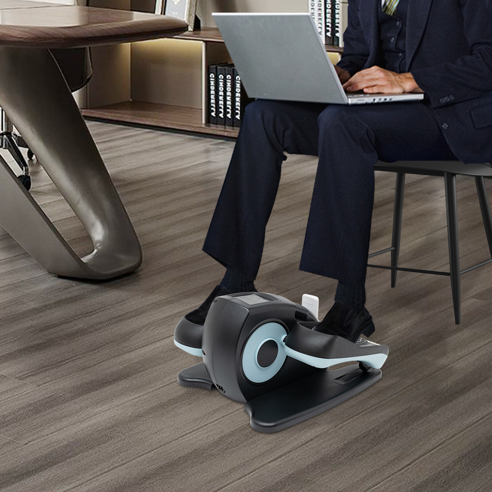 Under Desk Electric Elliptical Pedal Trainer LCD Display Leg Exercise w/ Remote