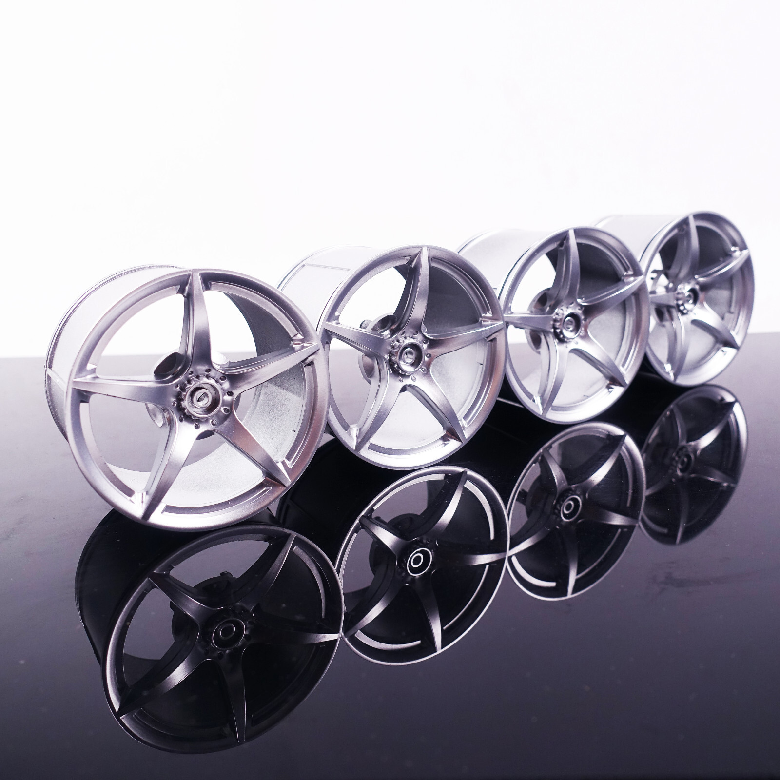 Custom 4 pcs Silver painted rims for LEGO 42083 1:8 scale, Cada Lafer car, V5