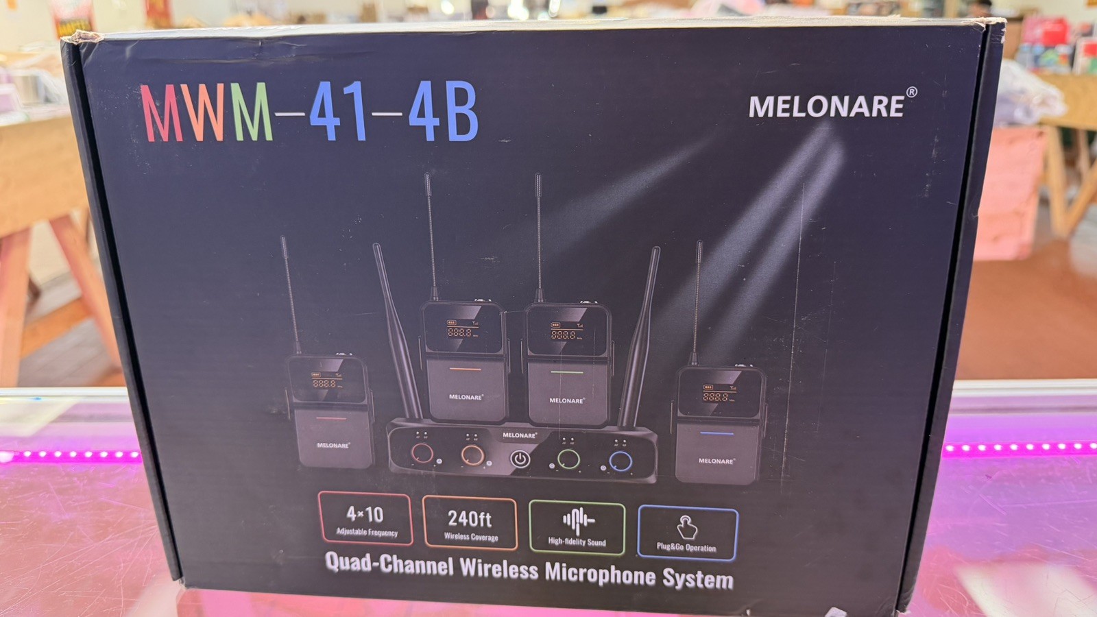 4-Channel Wireless Microphone System,UHF Compact Cordless Mic Set