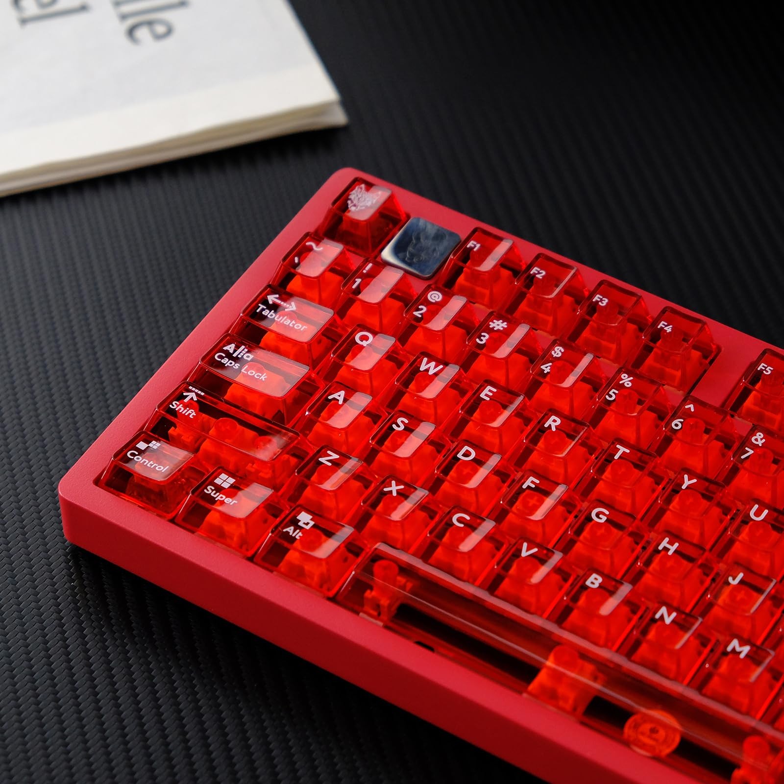 Sumgsn 114 Keys Transparent Keycaps PC Cherry Profile Red Crystal Clear