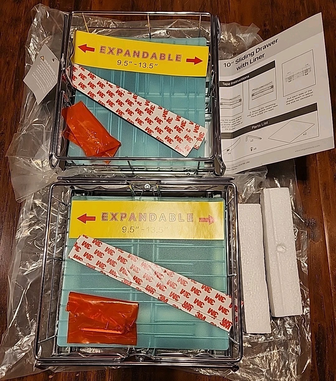 Origami 10” Sliding Drawer w/ Liner - 2 Pack